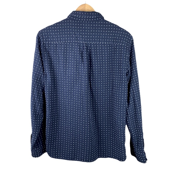 Sperry long sleeve 100% cotton navy & white dot textured button down L - Picture 2 of 7